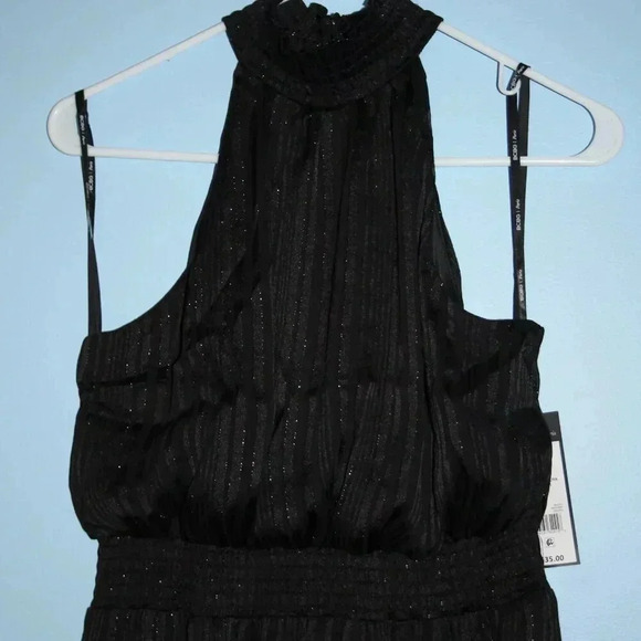 BCBG Paris Small Women's Black Glittery Halter Top Mini Dress NWT - Picture 3 of 16